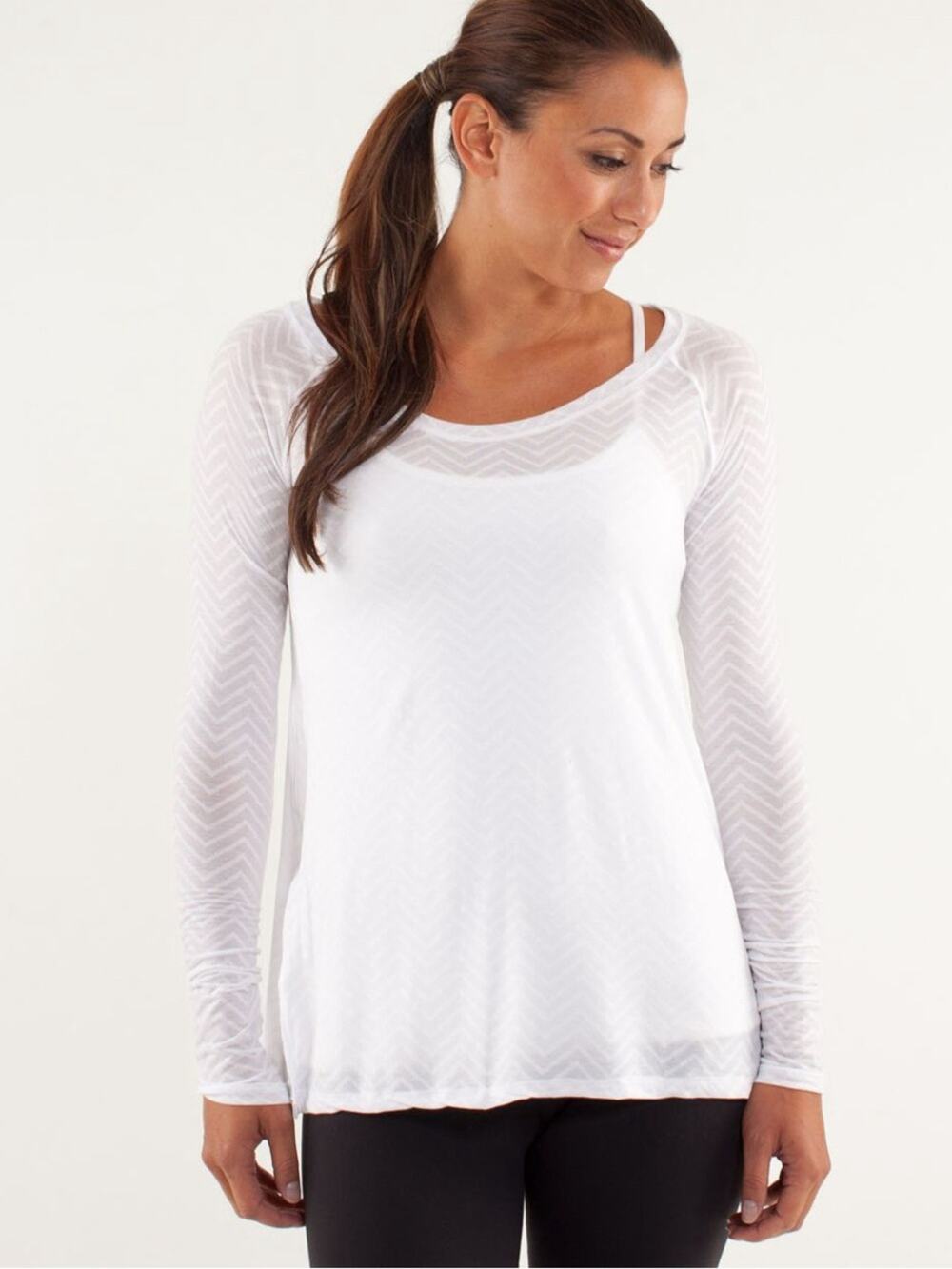 NWT Lululemon 4 Presence of Mind long sleeve Chevron burnout shirt Athletic